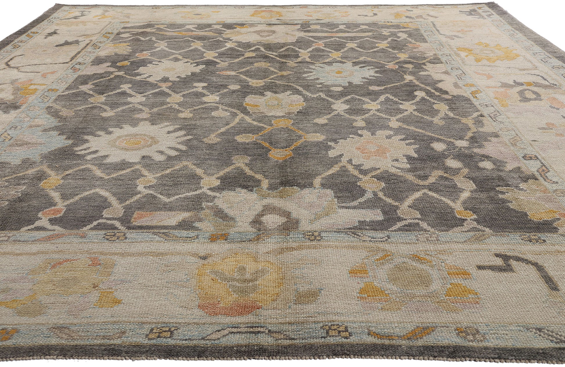 9 x 12 Earth-Tone Modern Turkish Oushak Rug 52643