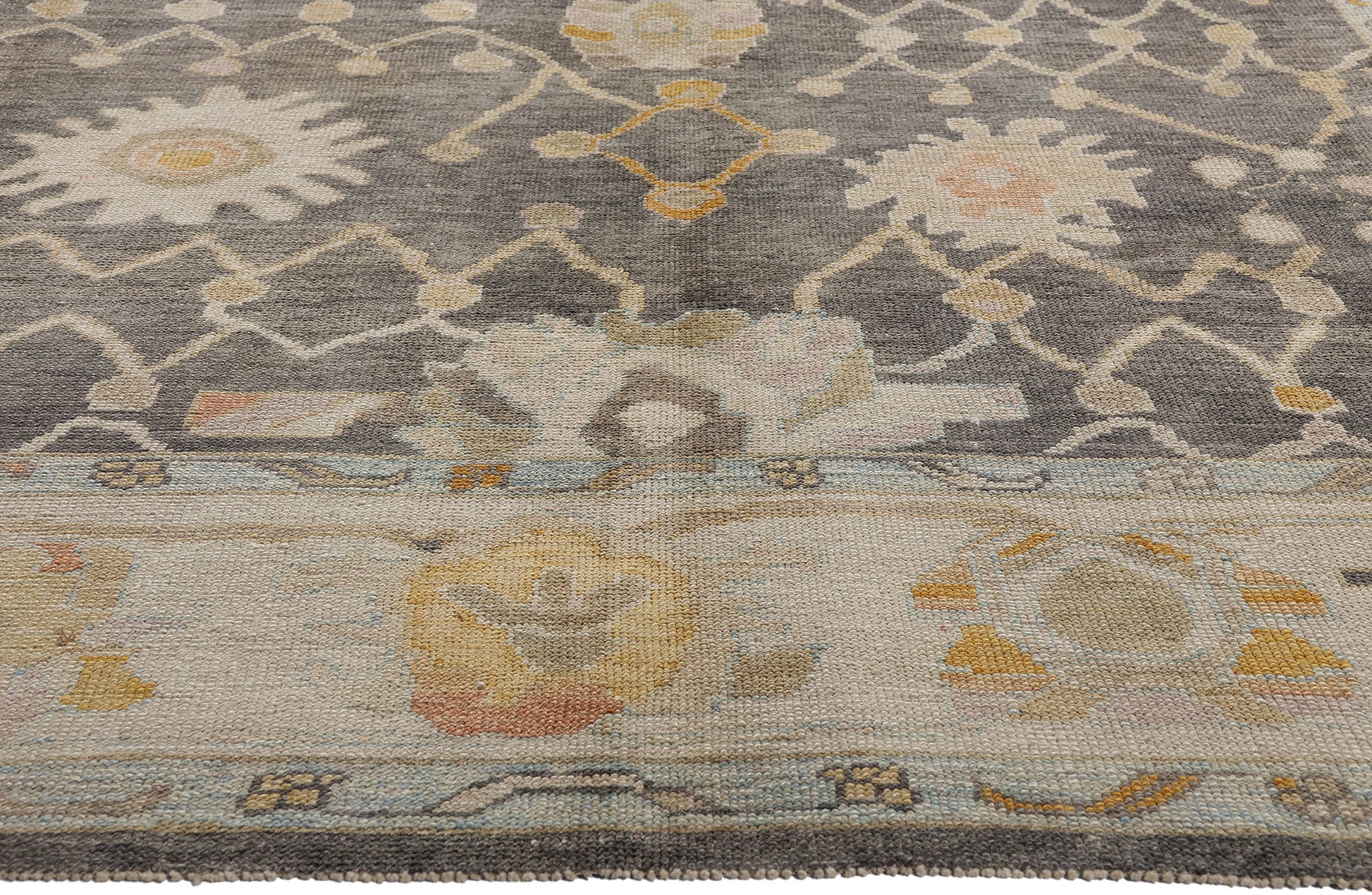 9 x 12 Earth-Tone Modern Turkish Oushak Rug 52643