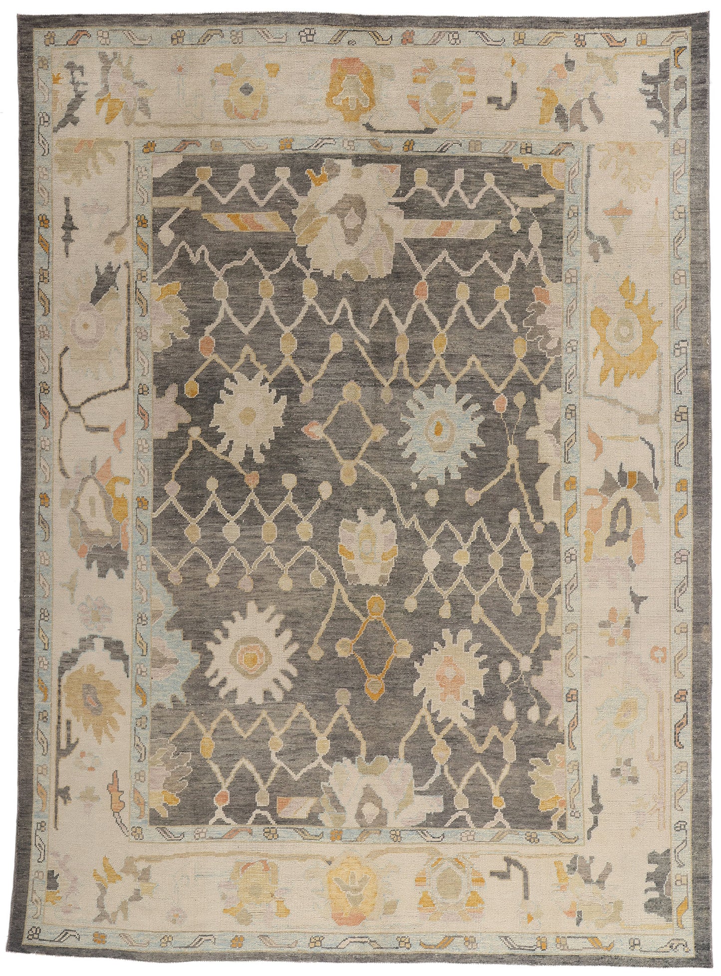9 x 12 Earth-Tone Modern Turkish Oushak Rug 52643