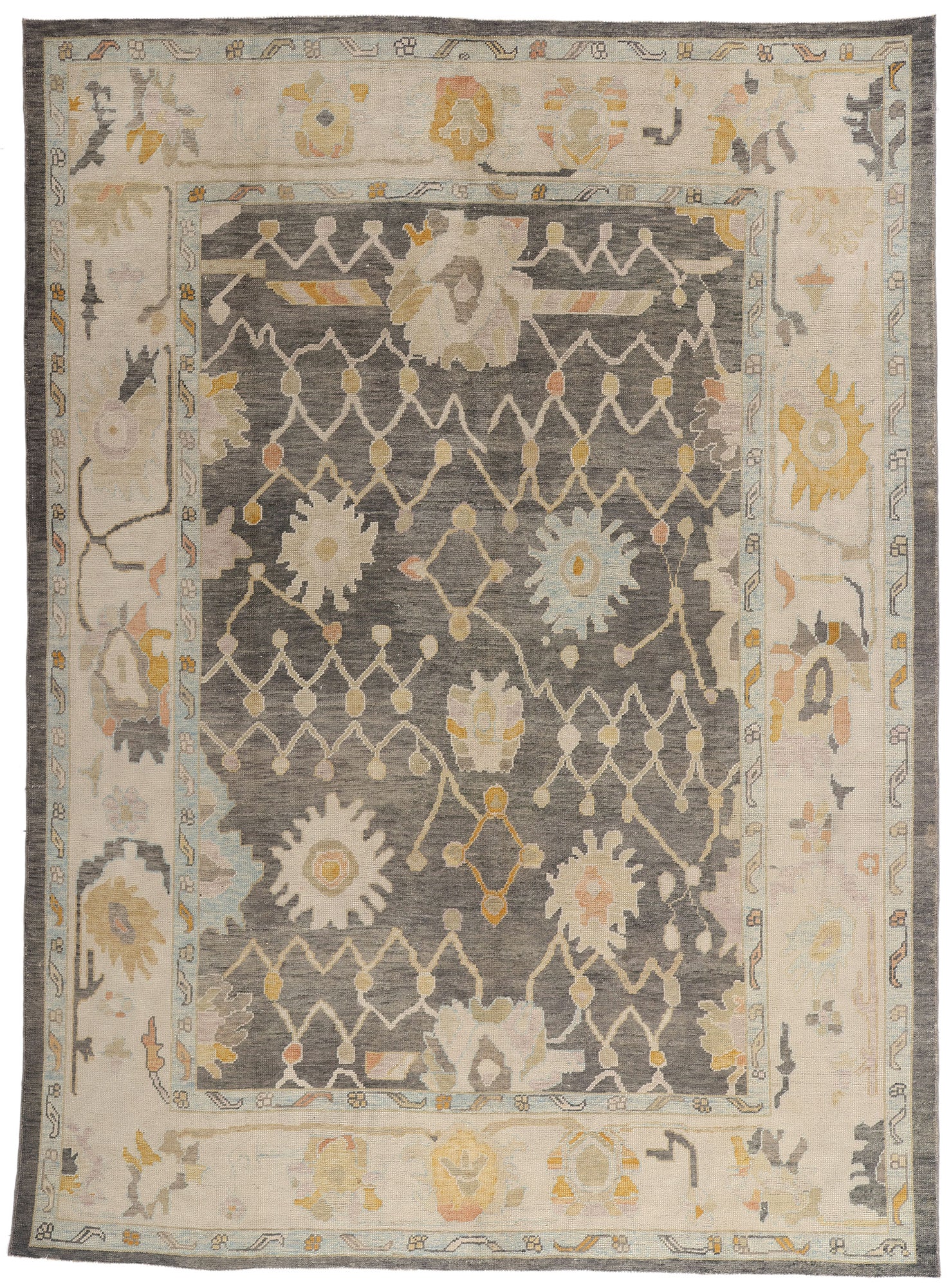 9 x 12 Earth-Tone Modern Turkish Oushak Rug 52643