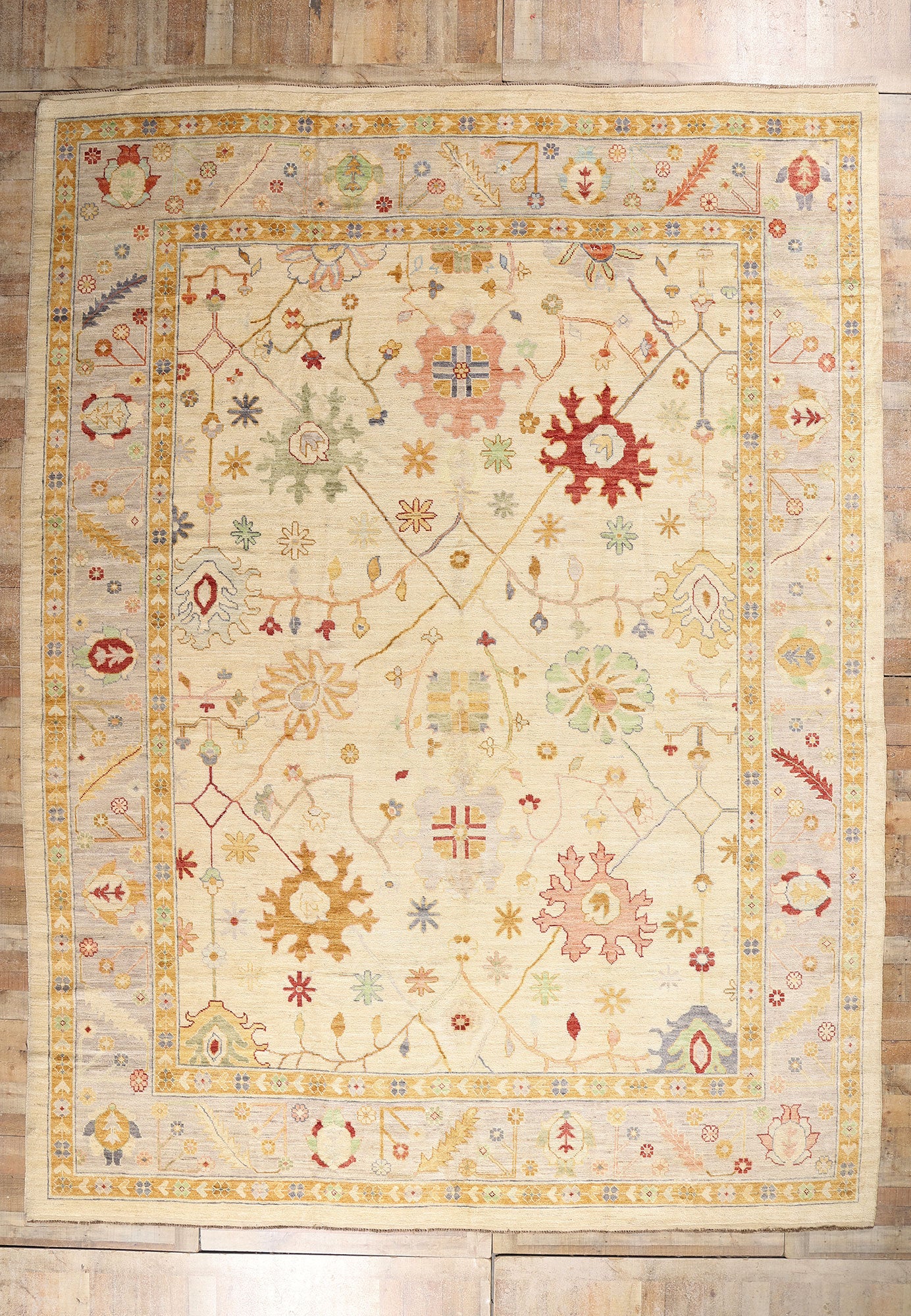 12 x 16 Modern Earth-Tone Oushak Rug 80946