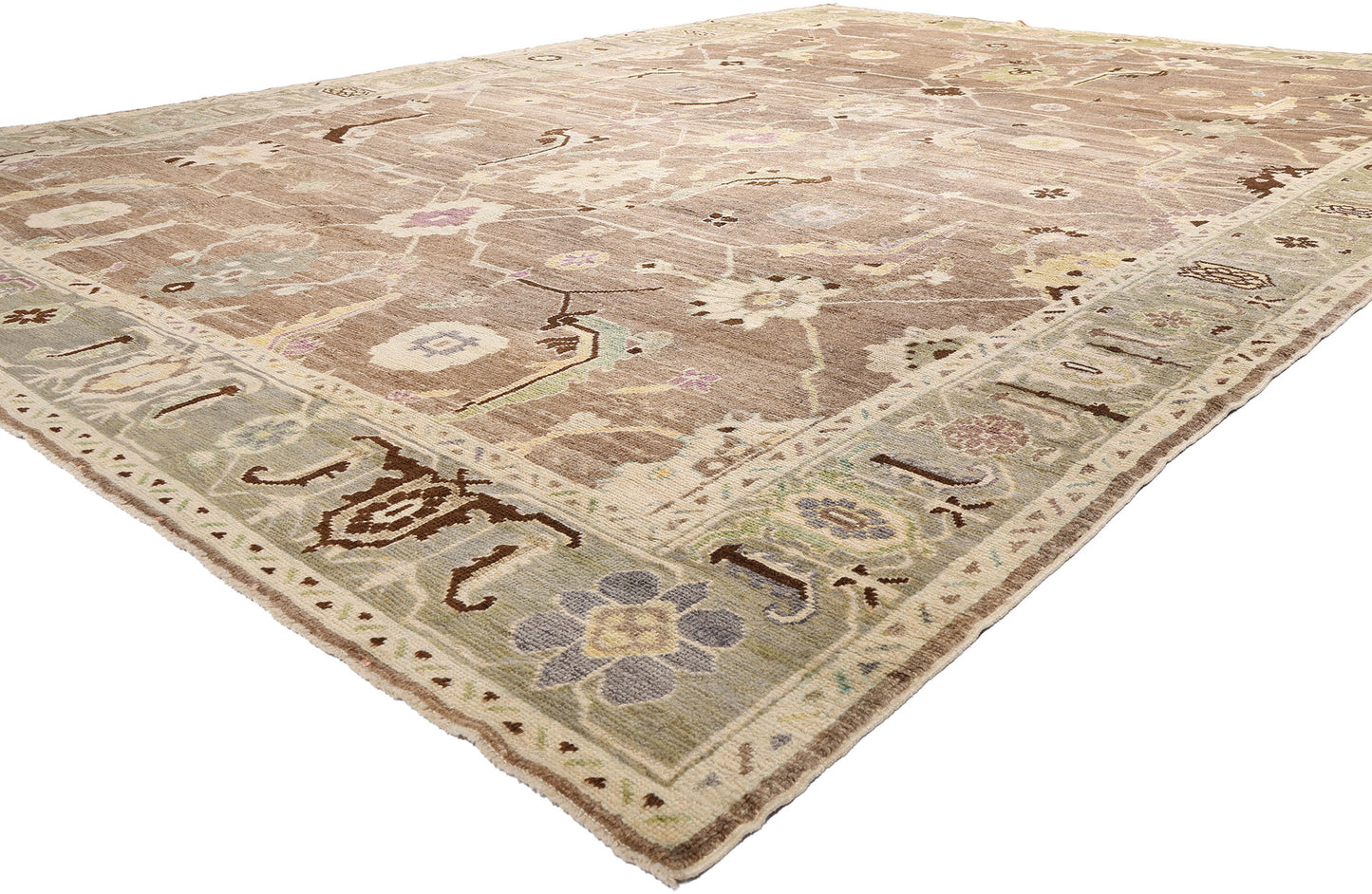 12 x 17 Modern Earth-Tone Turkish Oushak Rug 53998