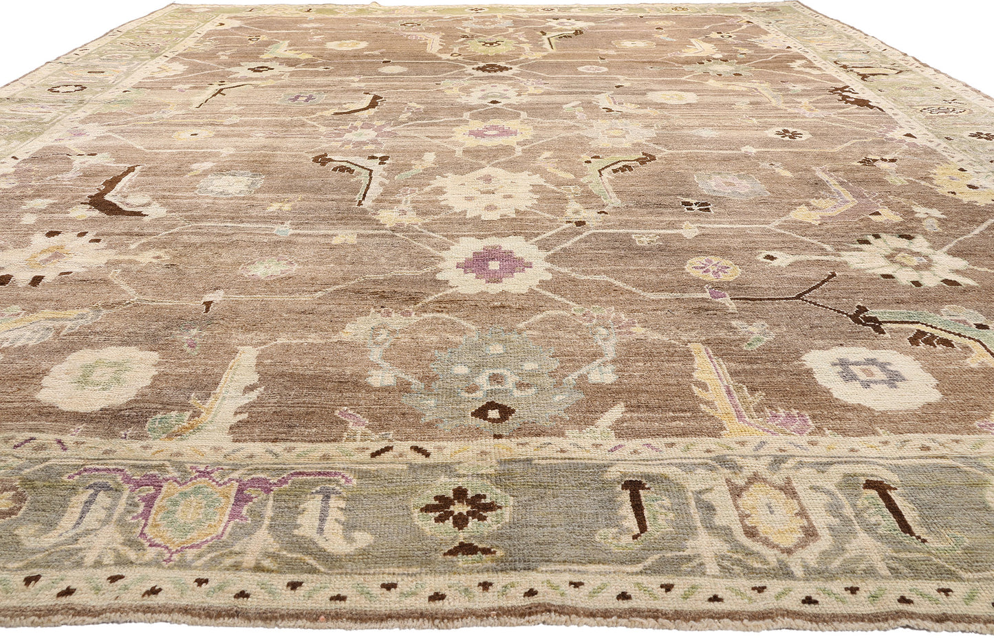 12 x 17 Modern Earth-Tone Turkish Oushak Rug 53998