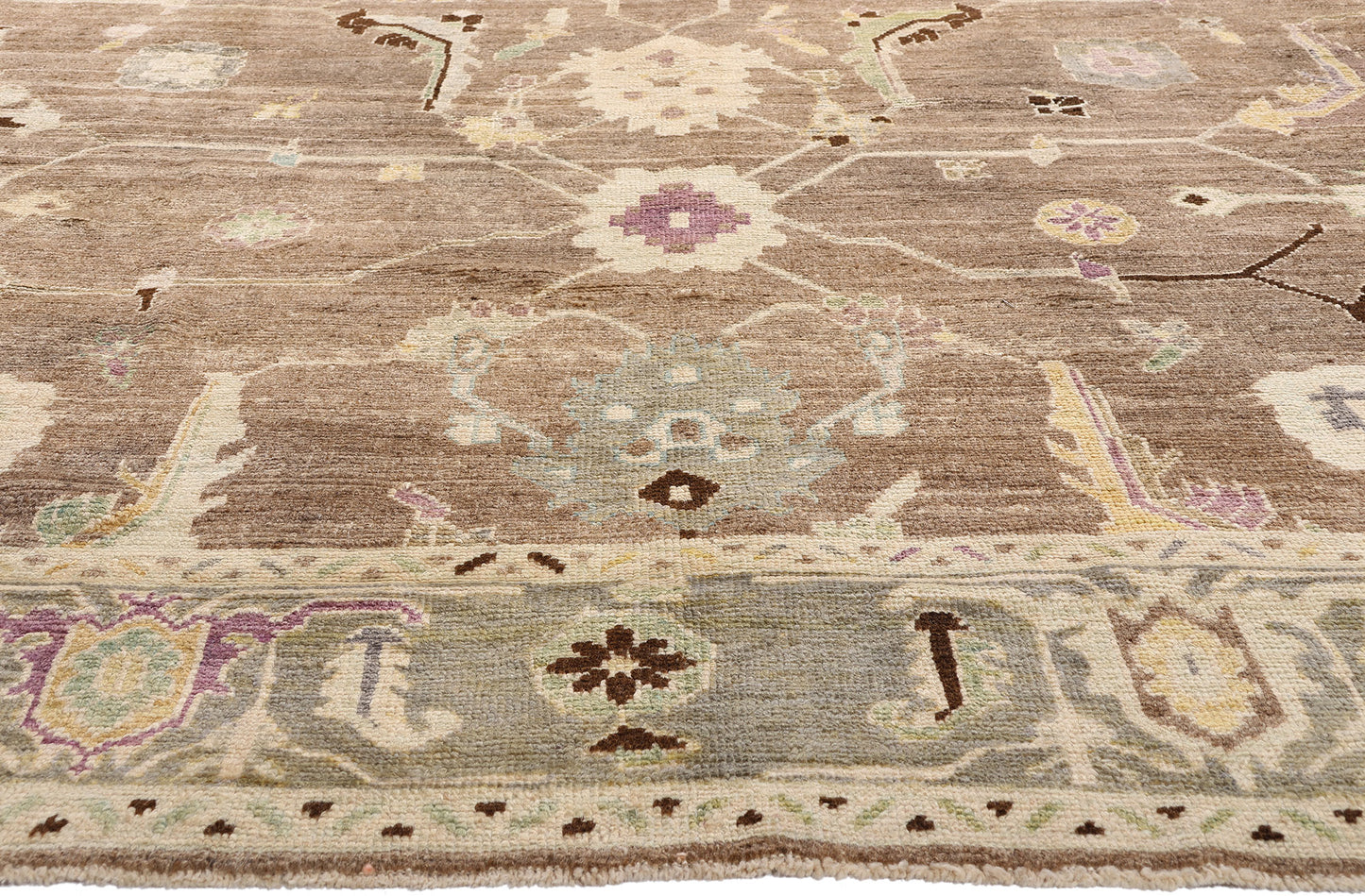 12 x 17 Modern Earth-Tone Turkish Oushak Rug 53998