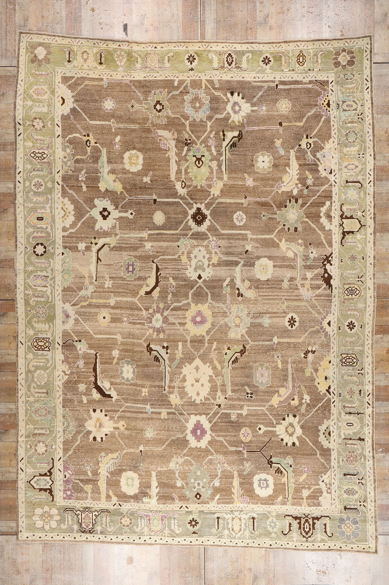 12 x 17 Modern Earth-Tone Turkish Oushak Rug 53998