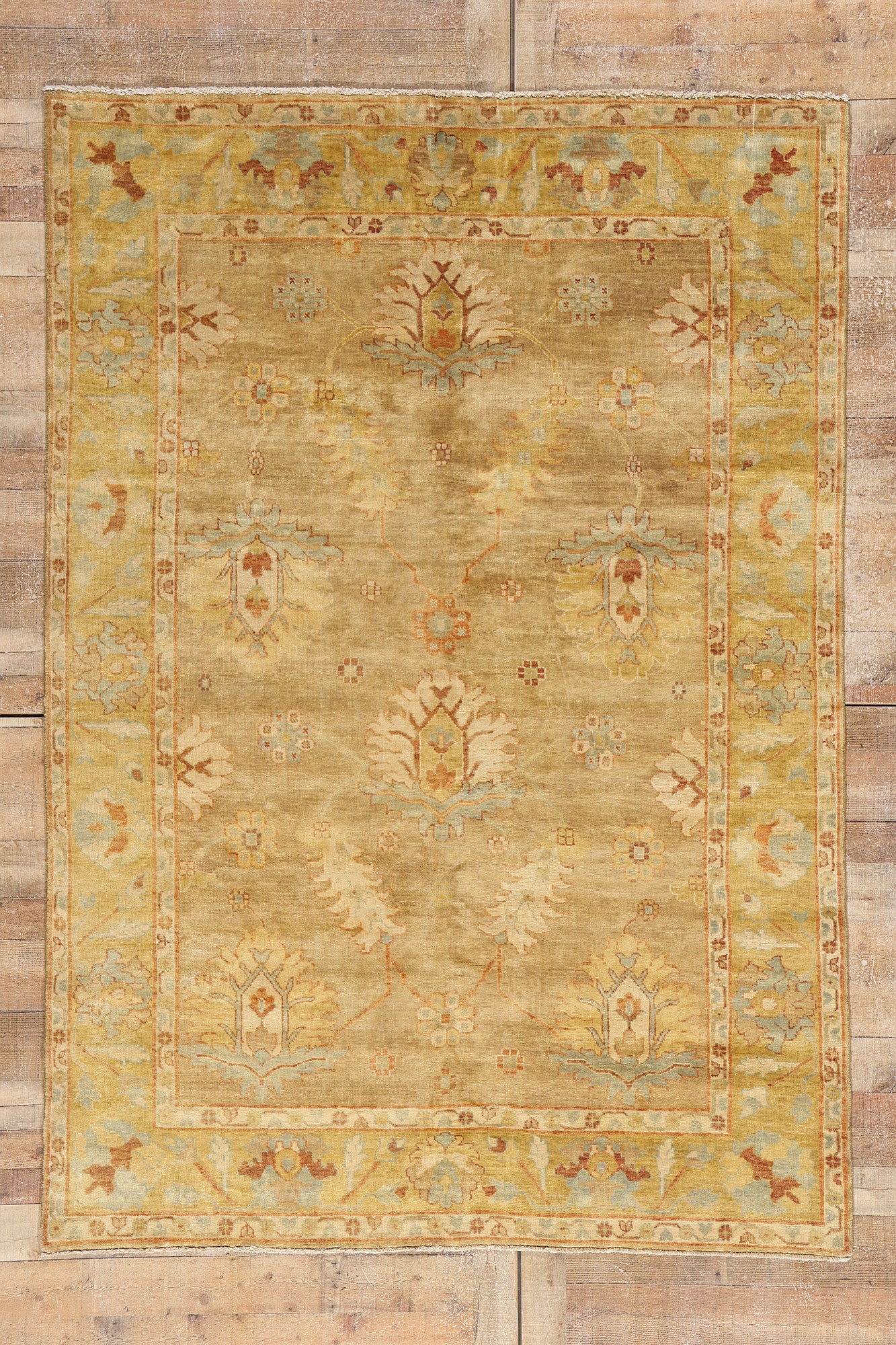 6 x 9 Modern Earth-Tone Oushak Rug 79195