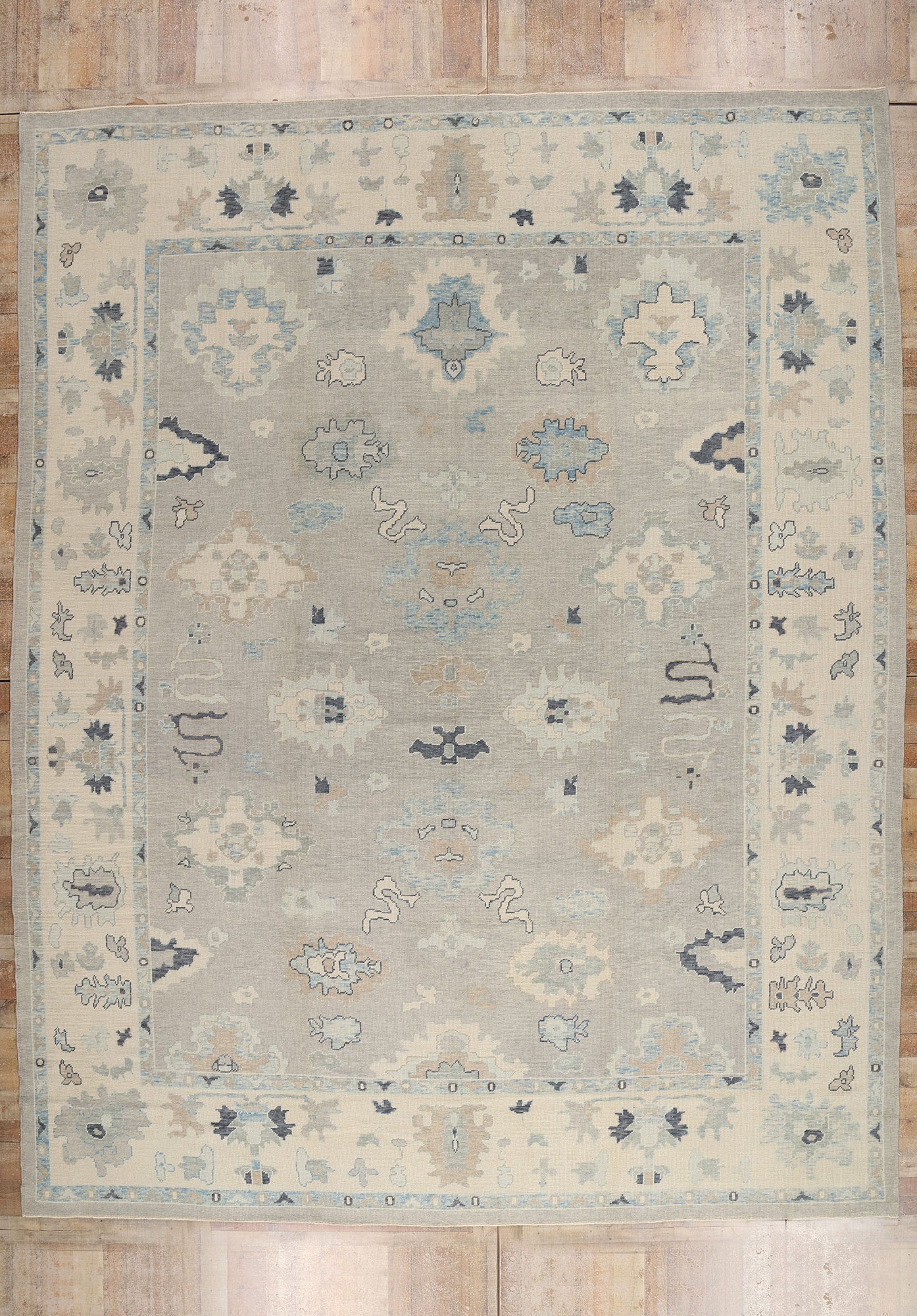 12 x 16 Modern Gray Turkish Oushak Rug 54014