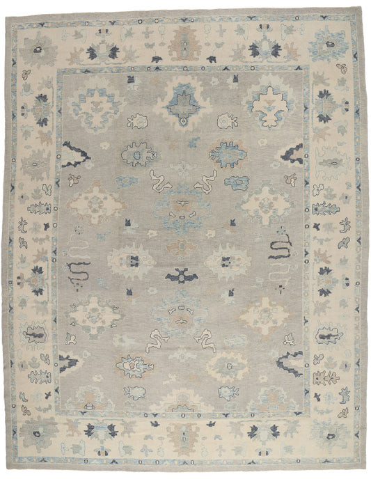 12 x 16 Modern Gray Turkish Oushak Rug 54014