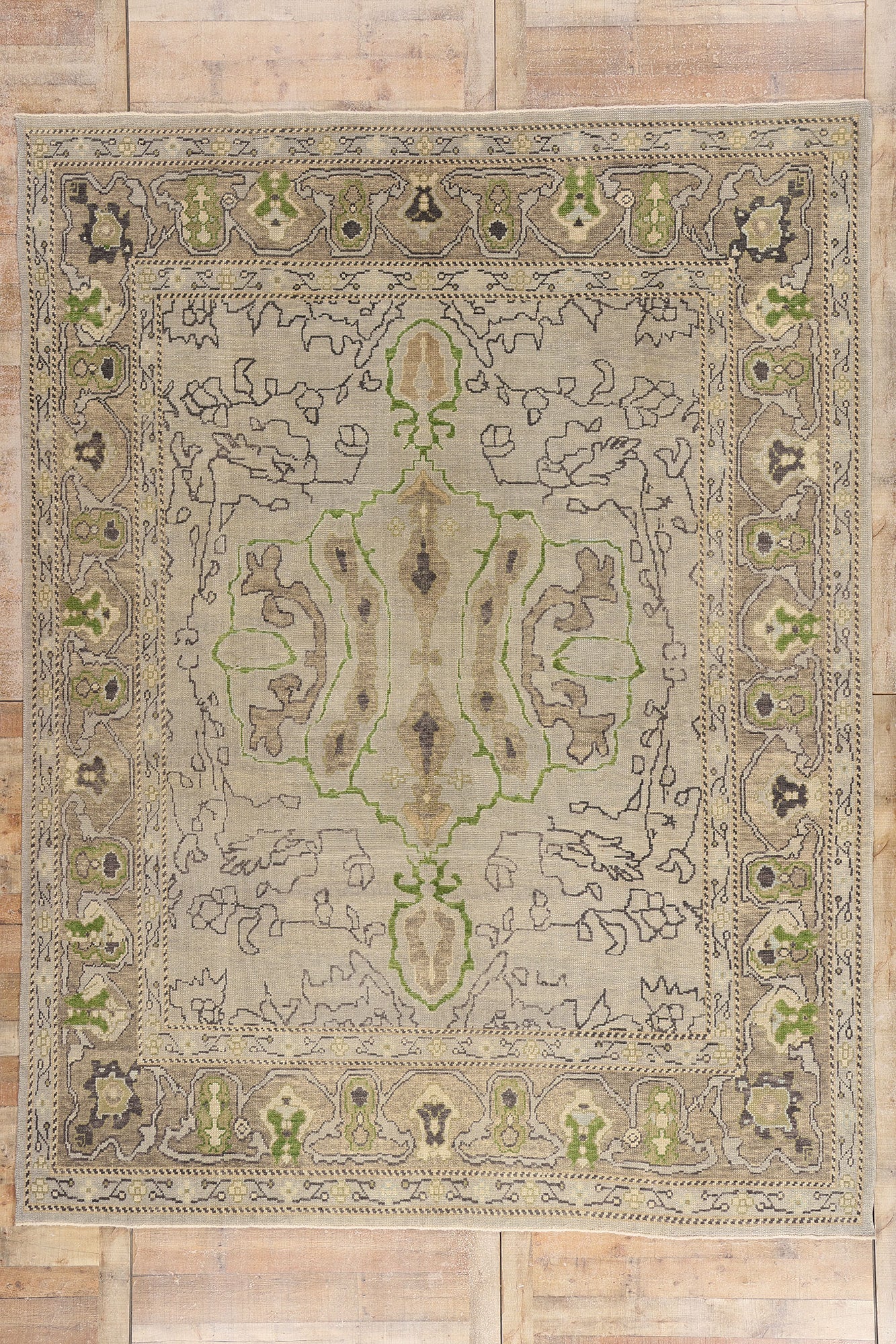 9 x 12 Modern Gray Turkish Oushak Rug 52237