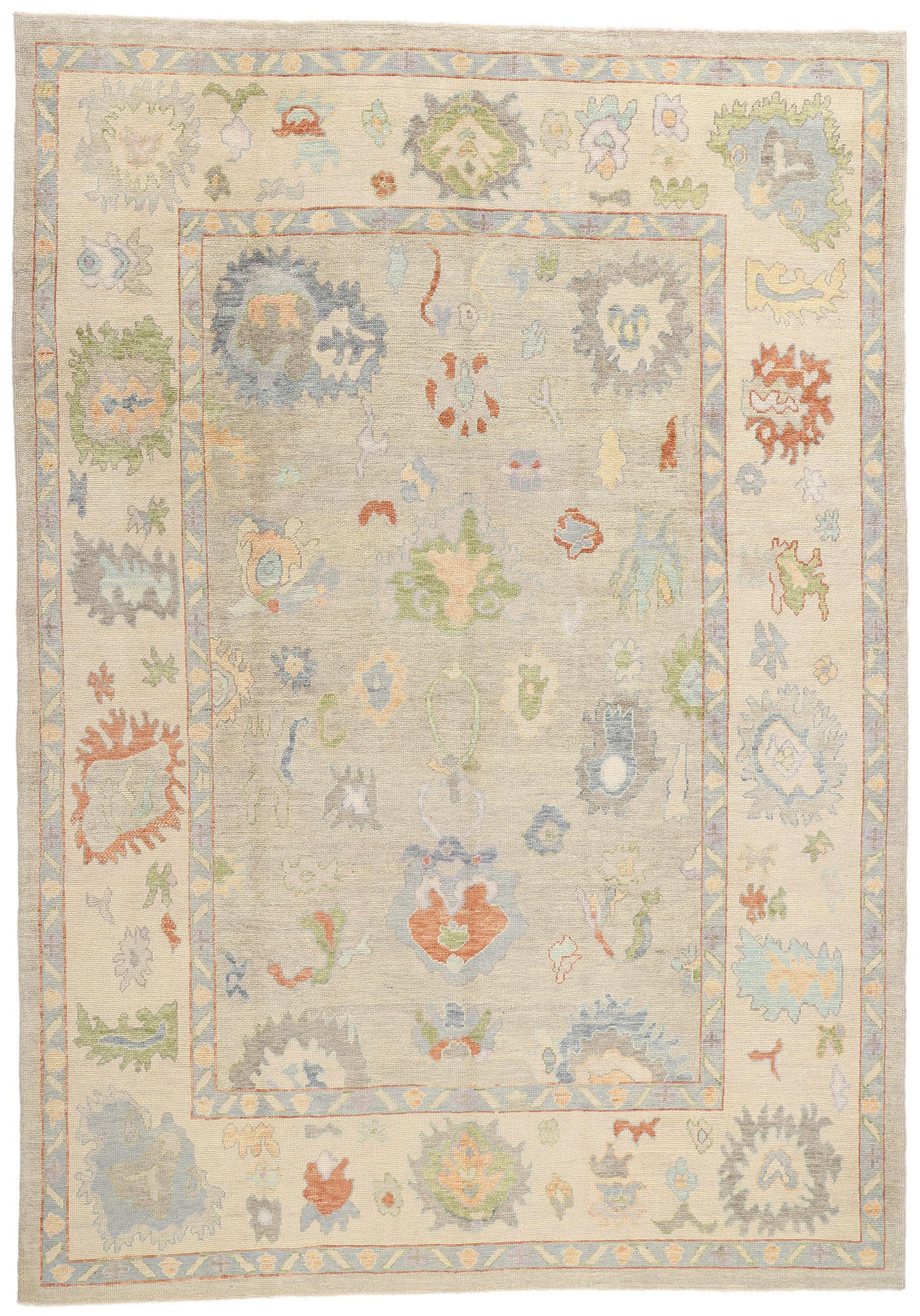 9 x 13 Modern Light Gray Turkish Oushak Rug 53949