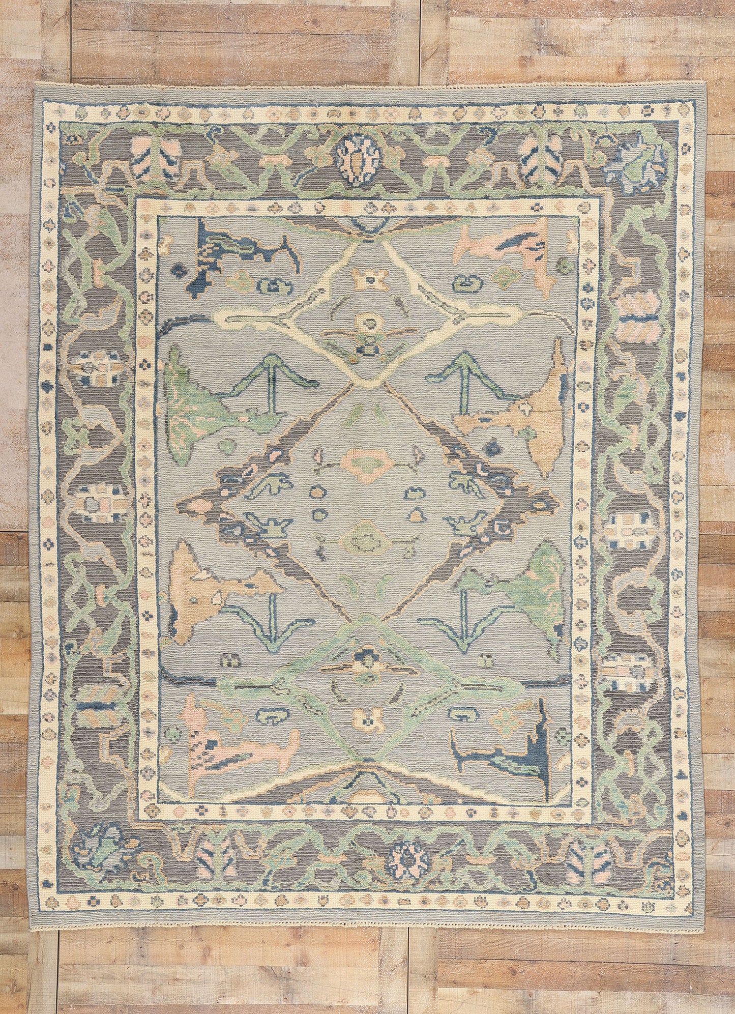 8 x 10 Modern Gray Oushak Soumak Rug 81150