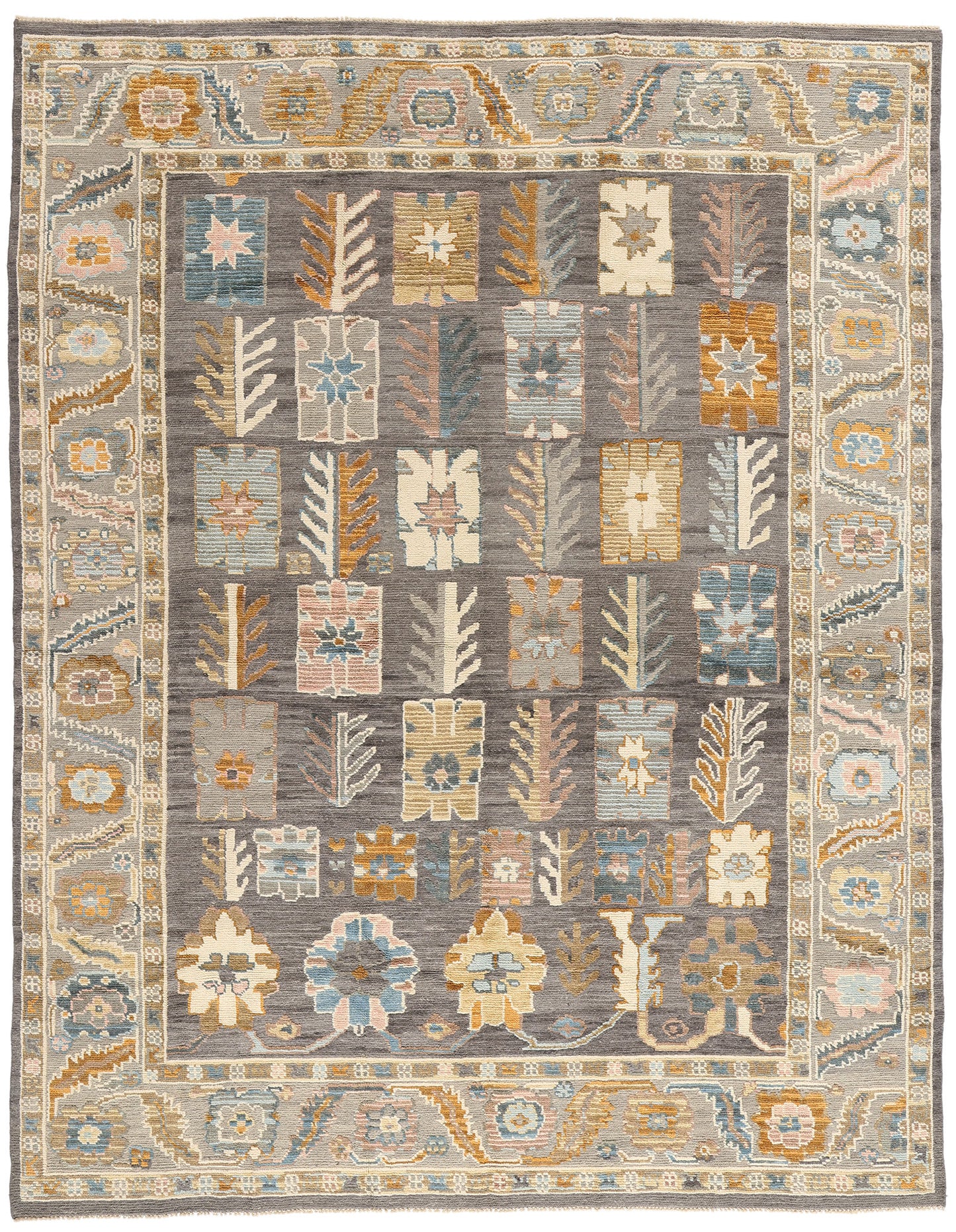 9 x 11 Modern Gray Oushak Soumak Rug 81160