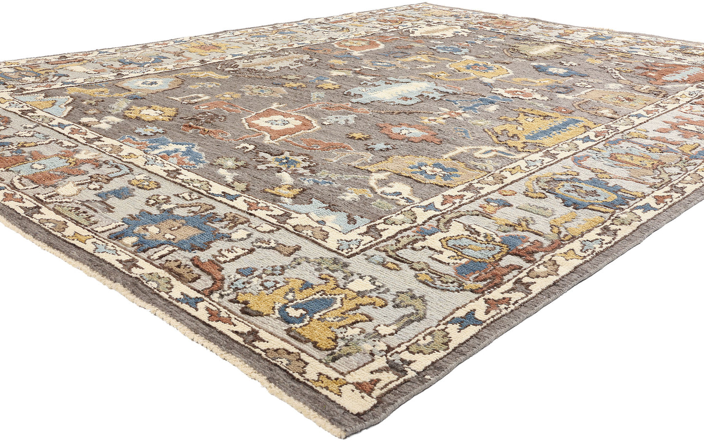 9 x 12 Modern Gray Oushak Soumak Rug 81163