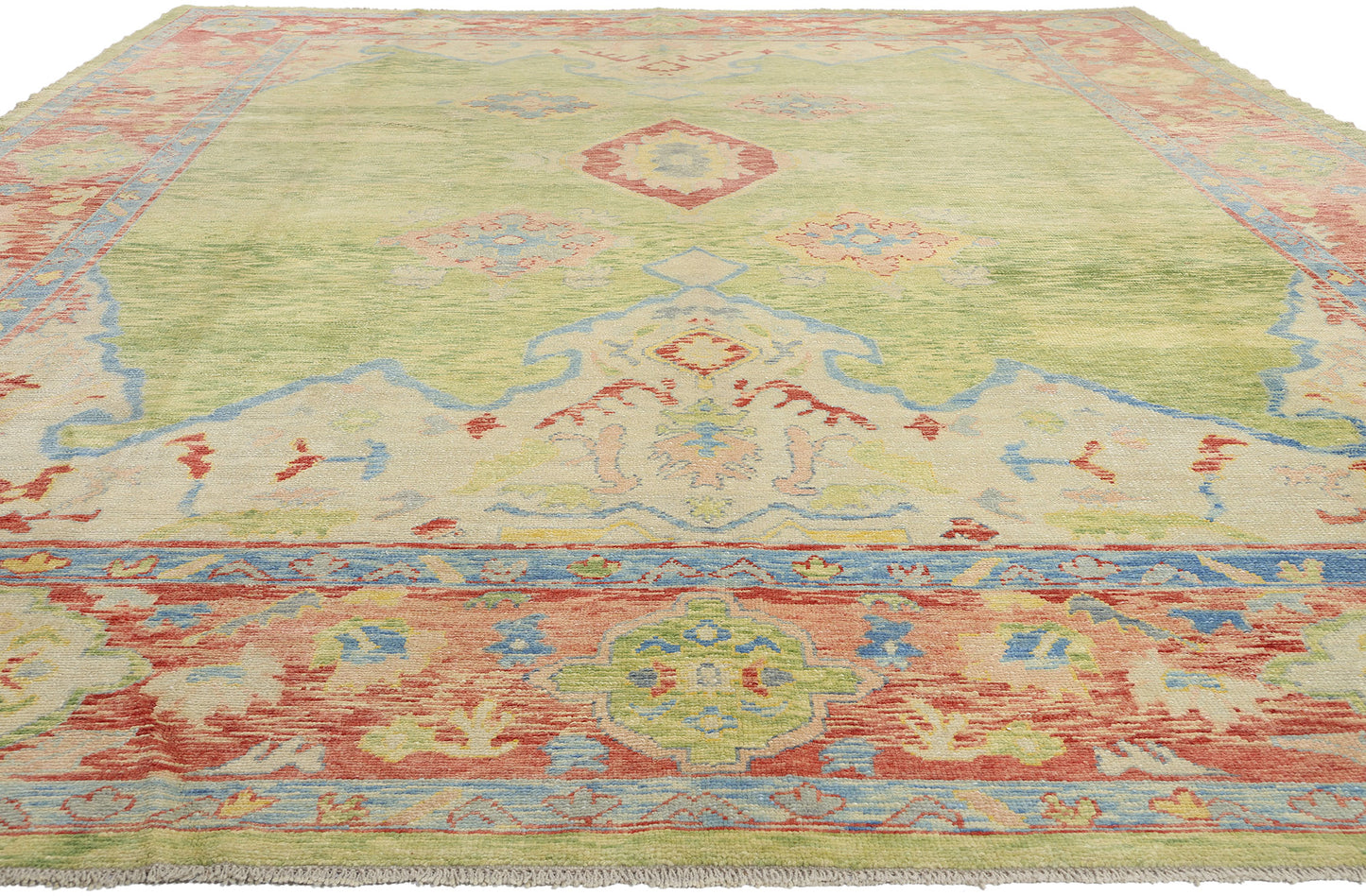 11 x 16 Modern Green Turkish Oushak Rug 53976
