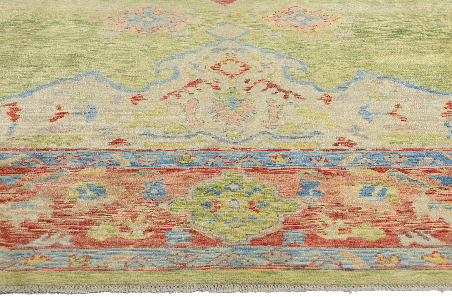 11 x 16 Modern Green Turkish Oushak Rug 53976