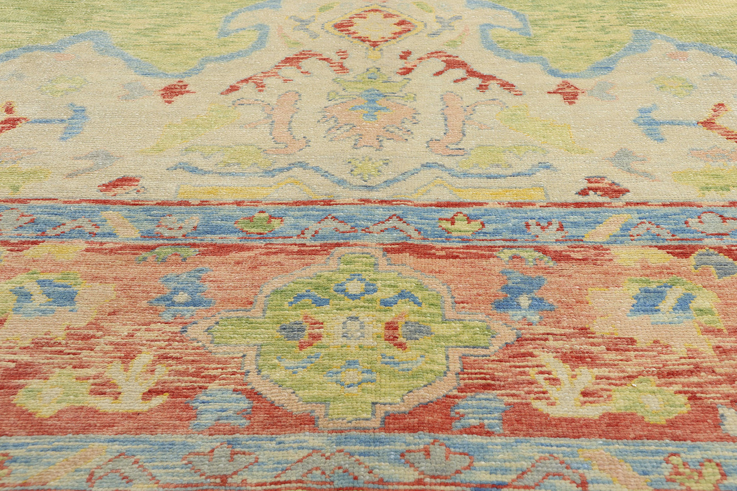 11 x 16 Modern Green Turkish Oushak Rug 53976