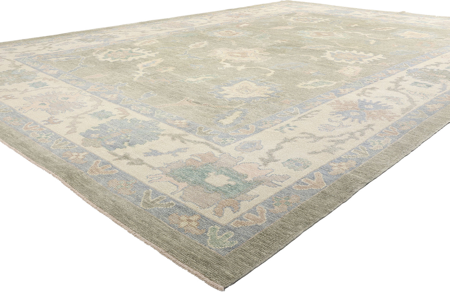 11 x 16 Modern Green Turkish Oushak Rug 53988