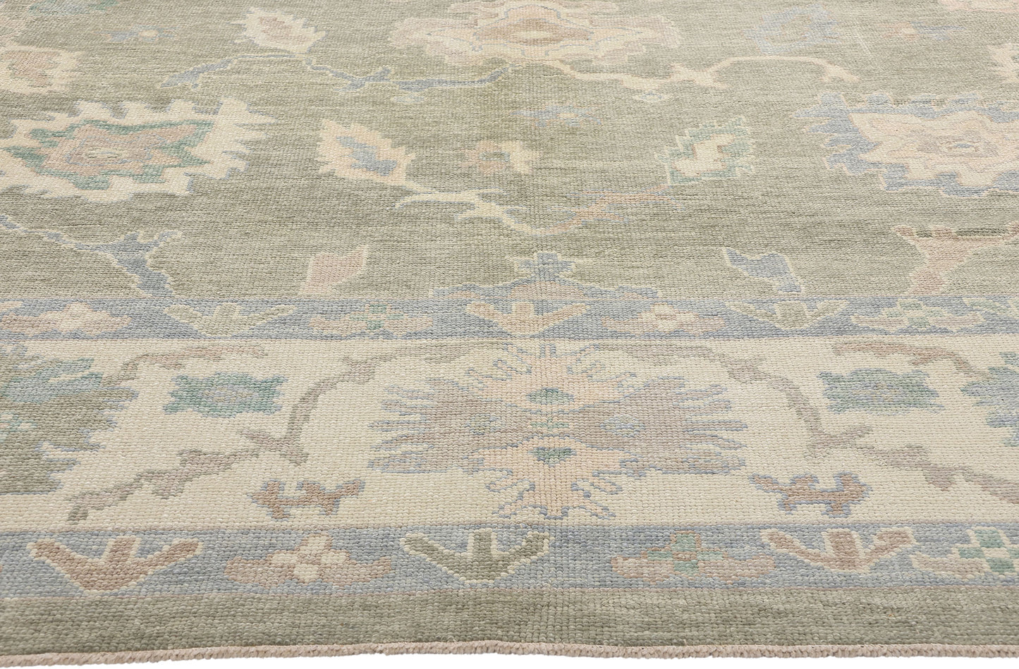 11 x 16 Modern Green Turkish Oushak Rug 53988