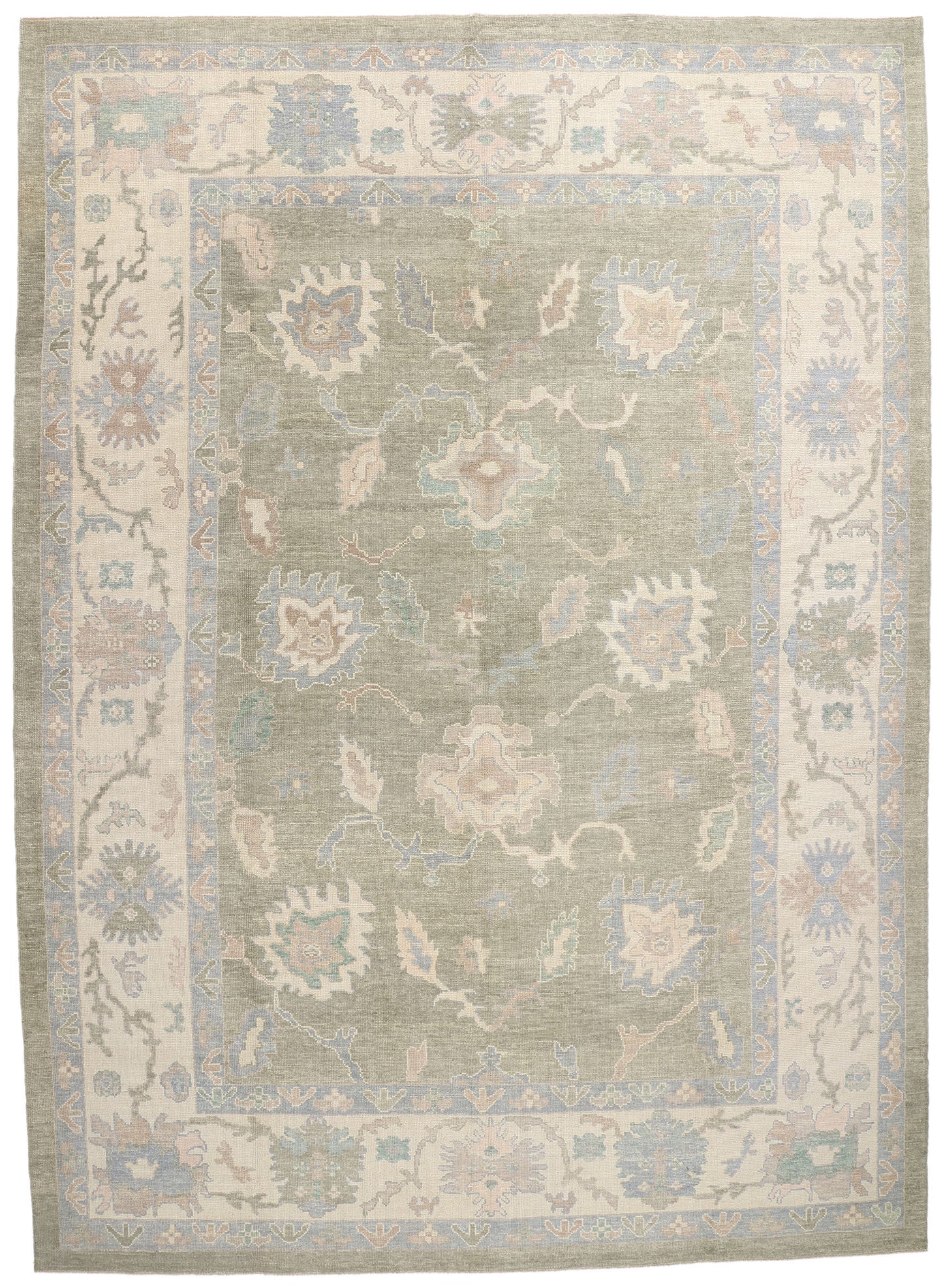 11 x 16 Modern Green Turkish Oushak Rug 53988
