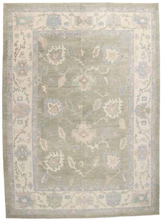 11 x 16 Modern Green Turkish Oushak Rug 53988