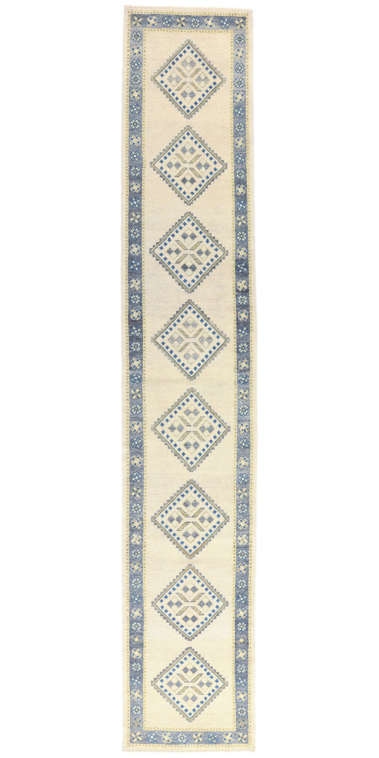 3 x 18 Modern Ivory Turkish Oushak Rug 54017