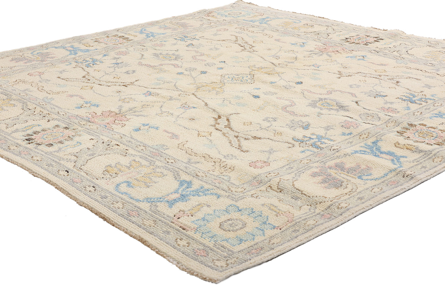 6 x 6 Modern Ivory Oushak Rug 79196