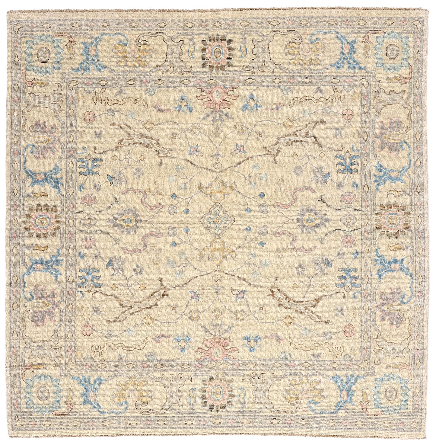 6 x 6 Modern Ivory Oushak Rug 79196