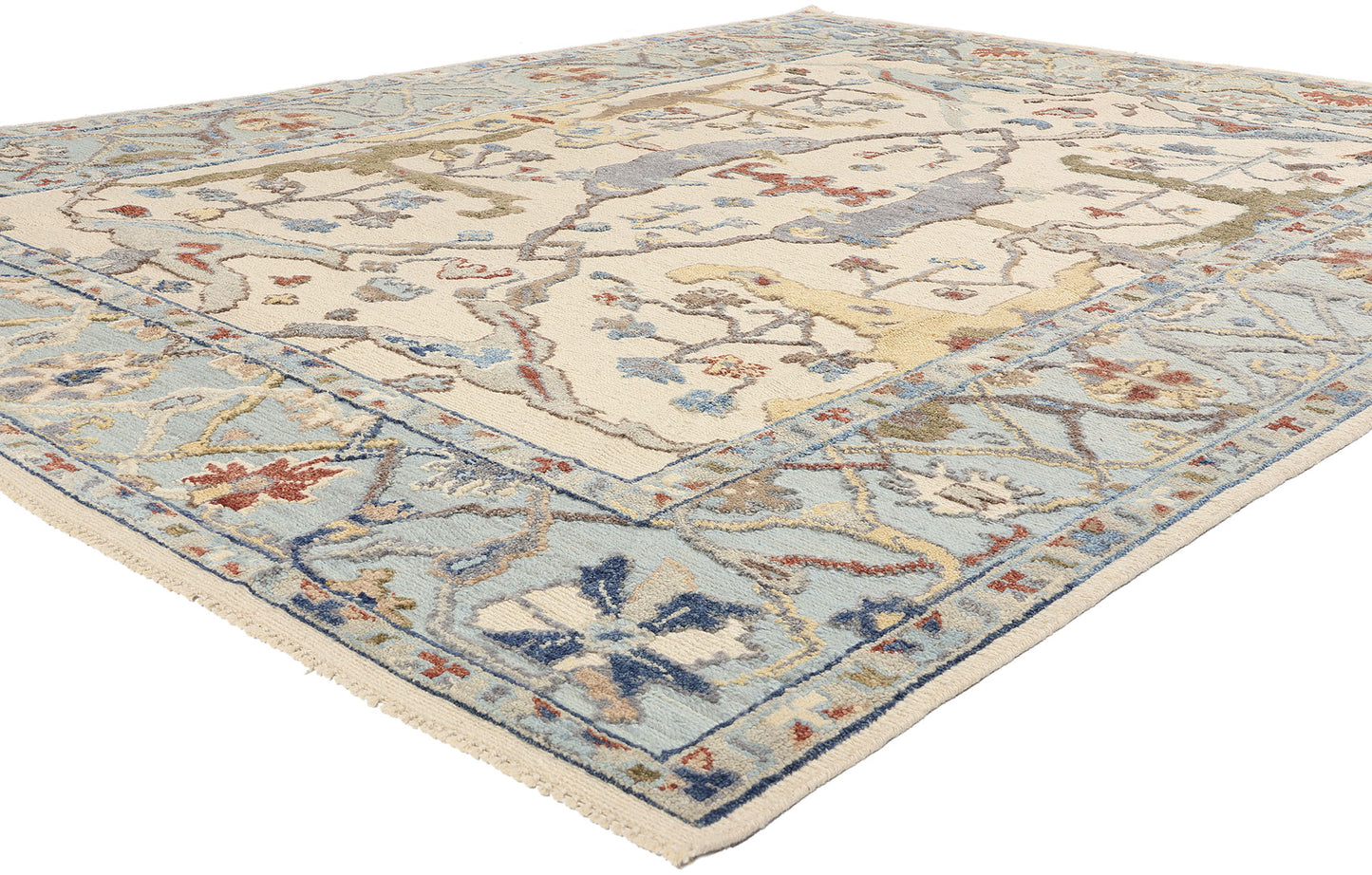 9 x 12 Modern Ivory Oushak Soumak Rug 81168