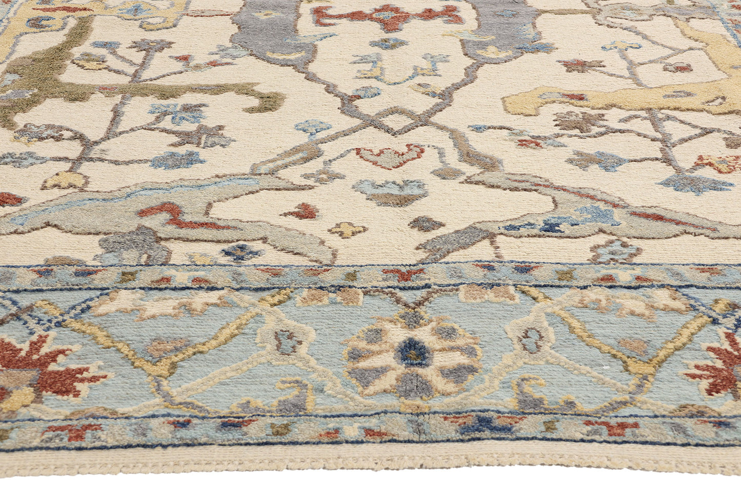 9 x 12 Modern Ivory Oushak Soumak Rug 81168