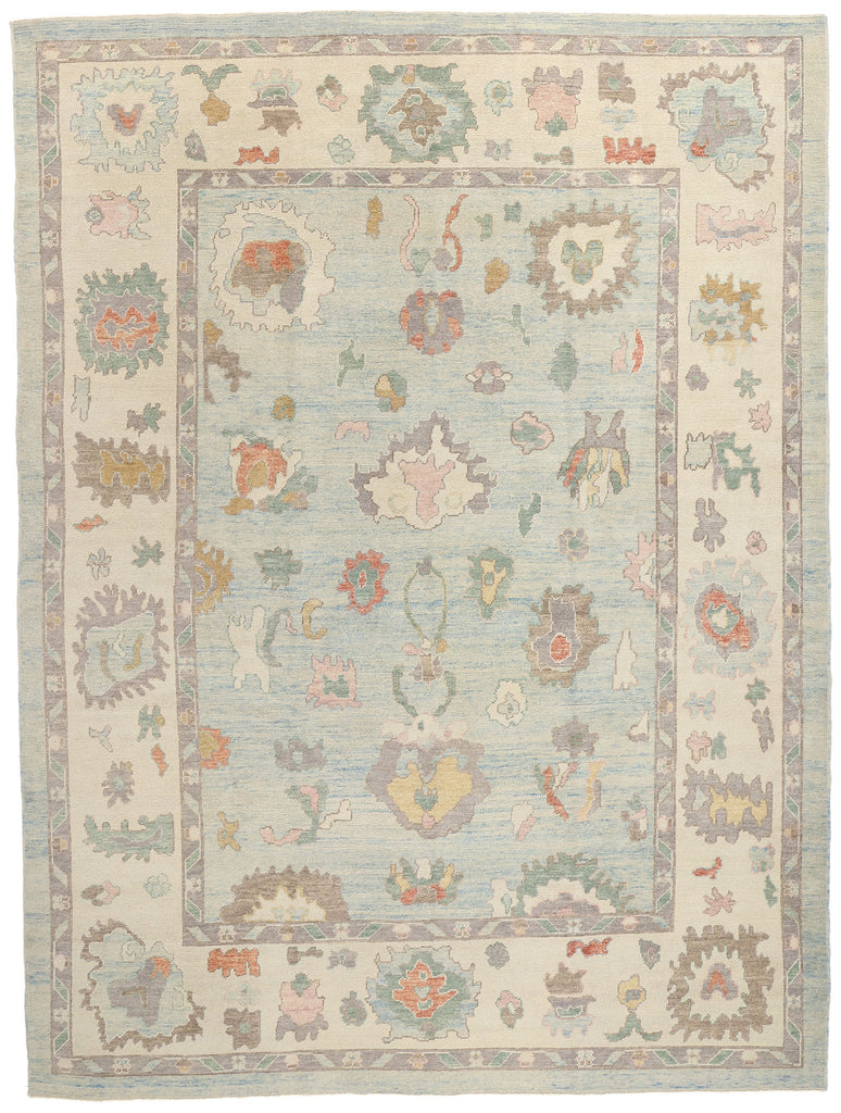 11 x 14 Modern Light Blue Turkish Oushak Rug 53950