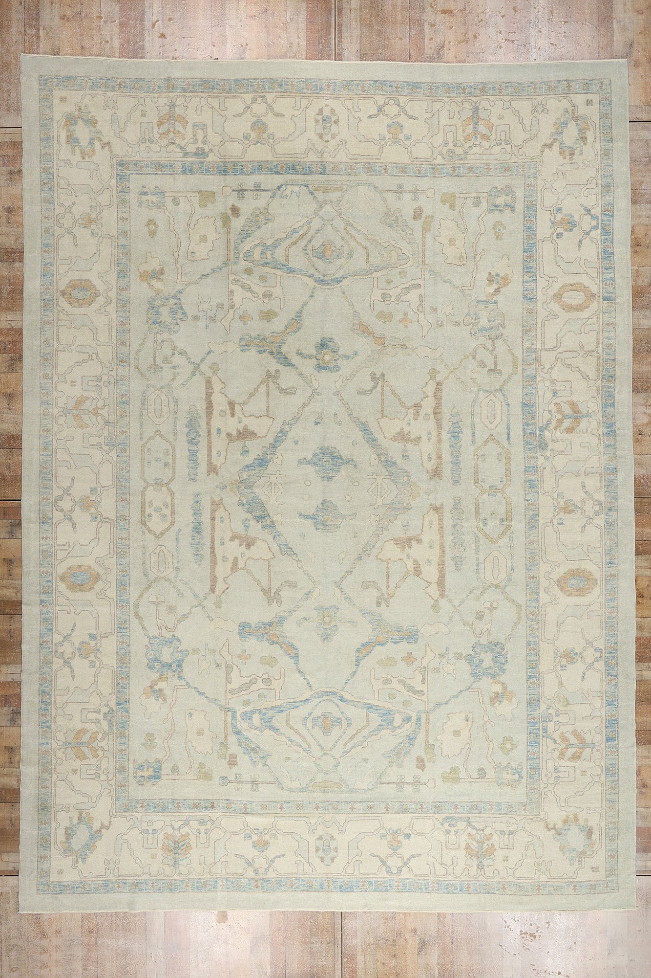 13 x 18 Modern Light Blue Turkish Oushak Rug 54012