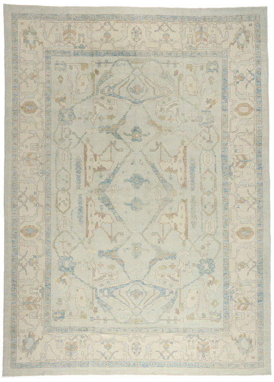 13 x 18 Modern Light Blue Turkish Oushak Rug 54012