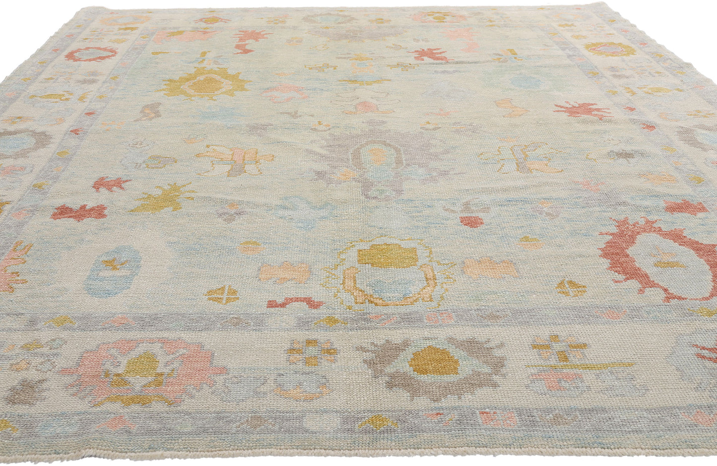 8 x 10 Modern Light Blue Turkish Oushak Rug 54008