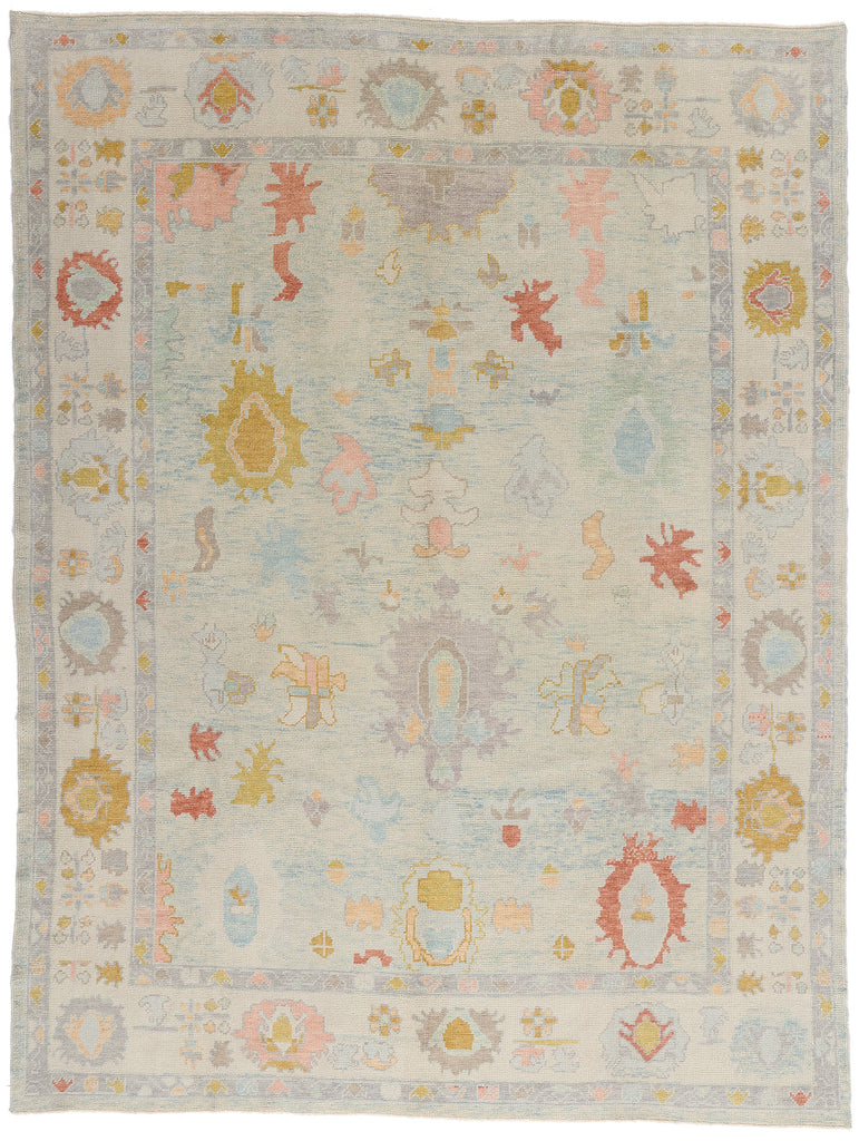 8 x 10 Modern Light Blue Turkish Oushak Rug 54008