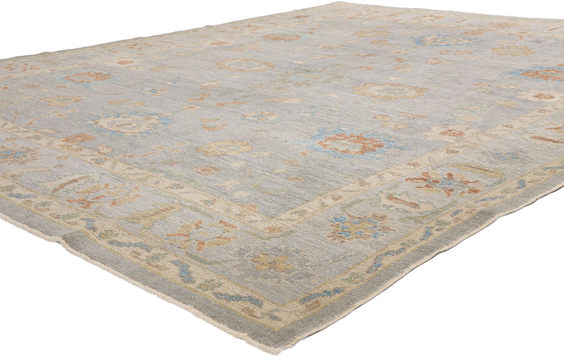 9 x 12 Light Blue Modern Turkish Oushak Rug 53431