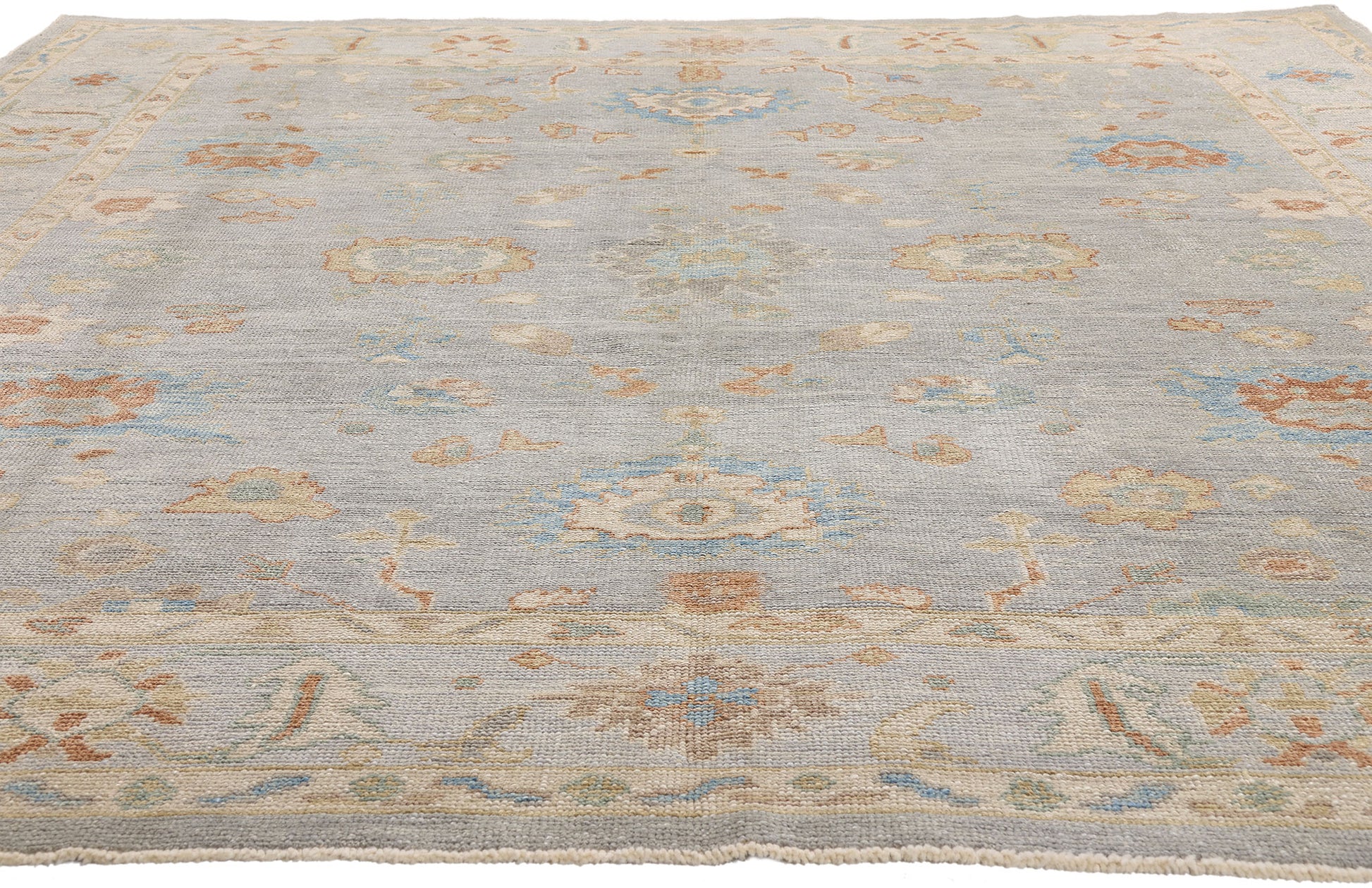 9 x 12 Light Blue Modern Turkish Oushak Rug 53431