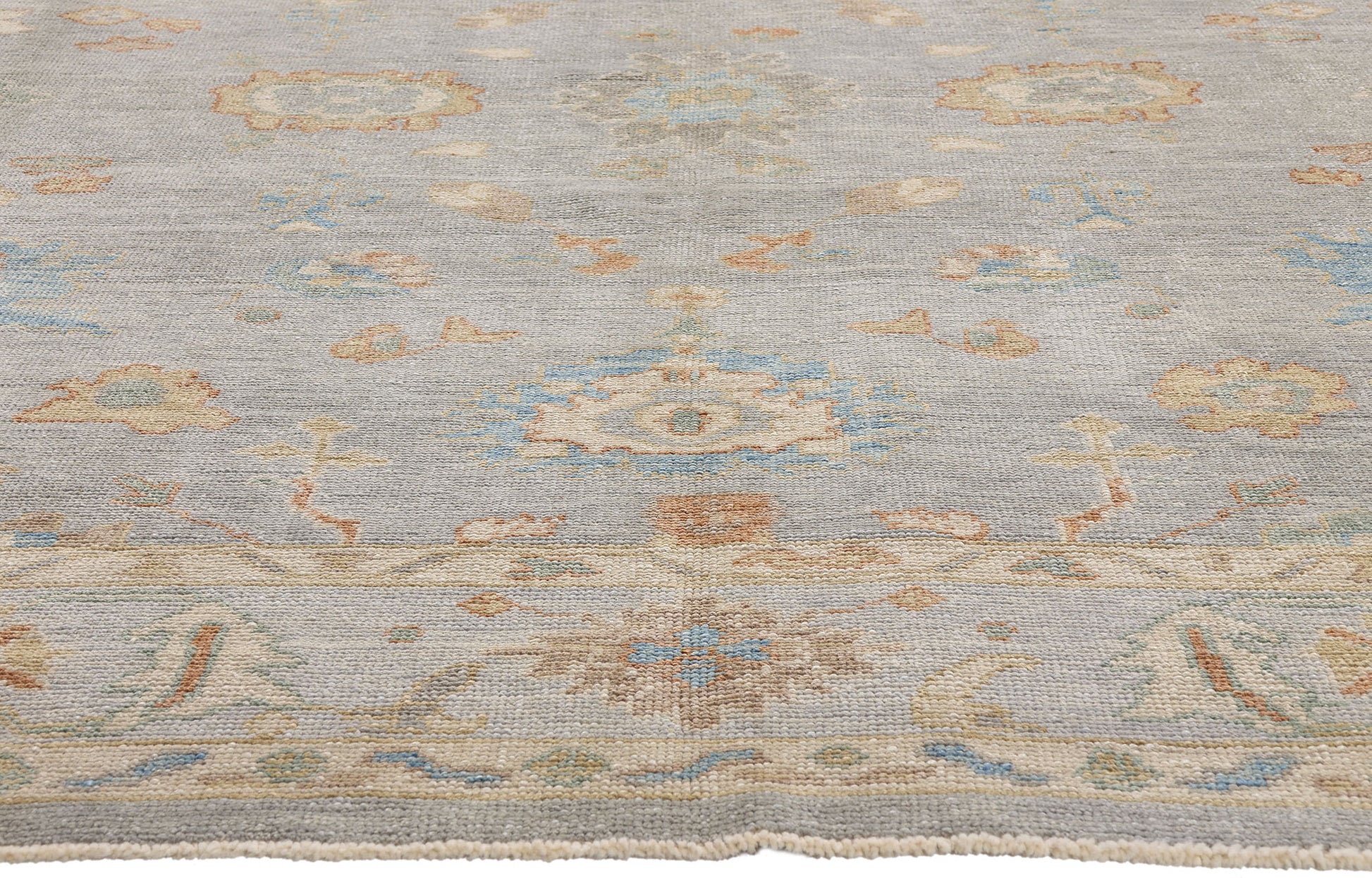 9 x 12 Light Blue Modern Turkish Oushak Rug 53431