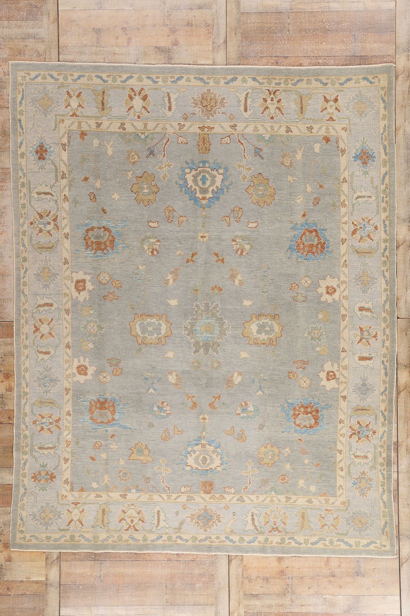 9 x 12 Light Blue Modern Turkish Oushak Rug 53431