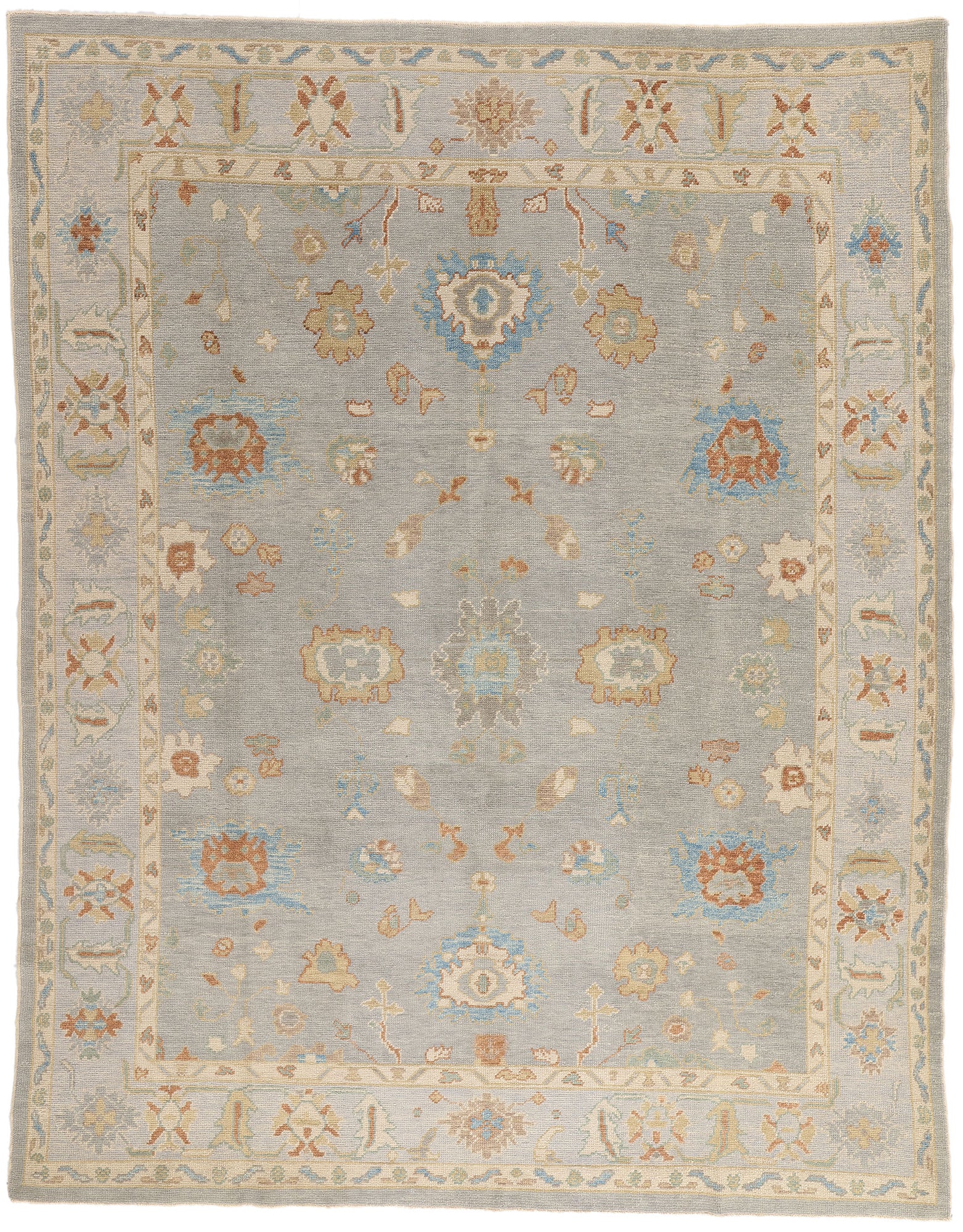 9 x 12 Light Blue Modern Turkish Oushak Rug 53431