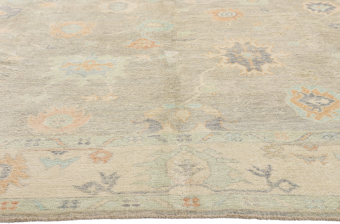 10 x 14 Modern Light Gray Turkish Oushak Rug 54004
