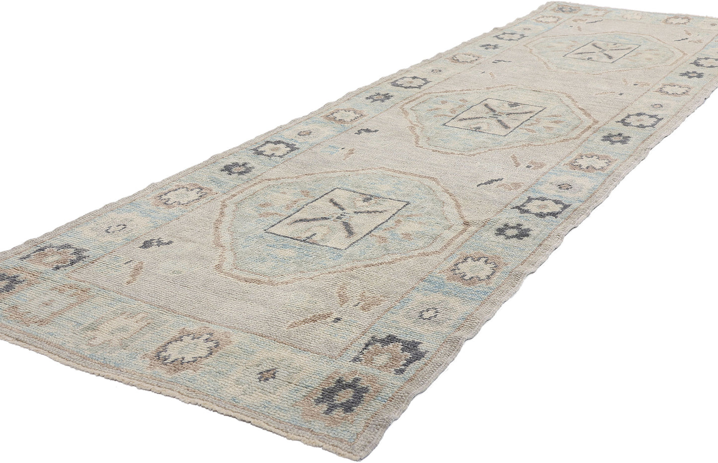 3 x 11 Modern Light Gray Turkish Oushak Rug 54011