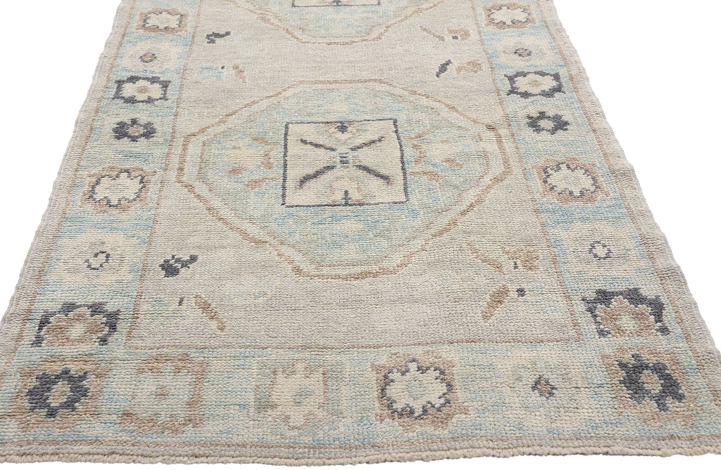 3 x 11 Modern Light Gray Turkish Oushak Rug 54011