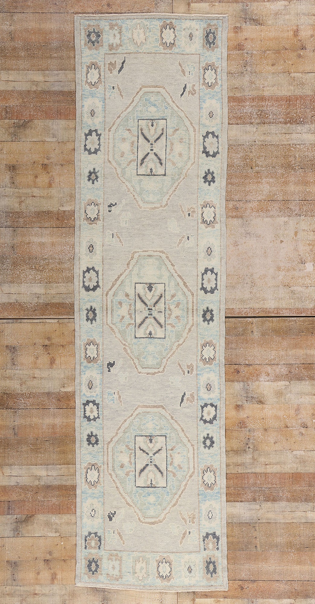 3 x 11 Modern Light Gray Turkish Oushak Rug 54011