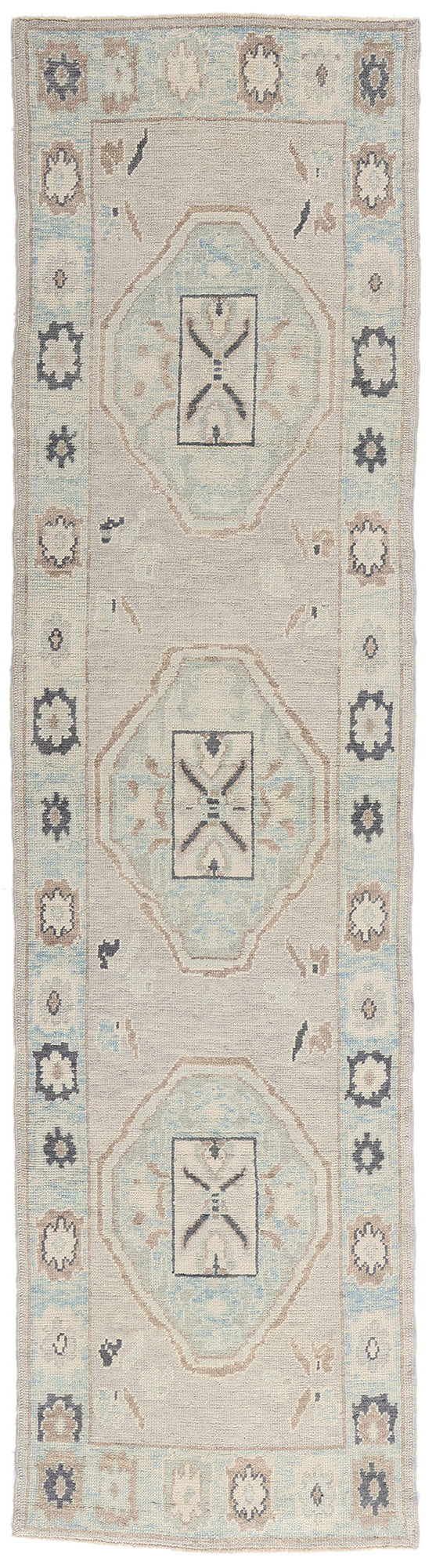 3 x 11 Modern Light Gray Turkish Oushak Rug 54011