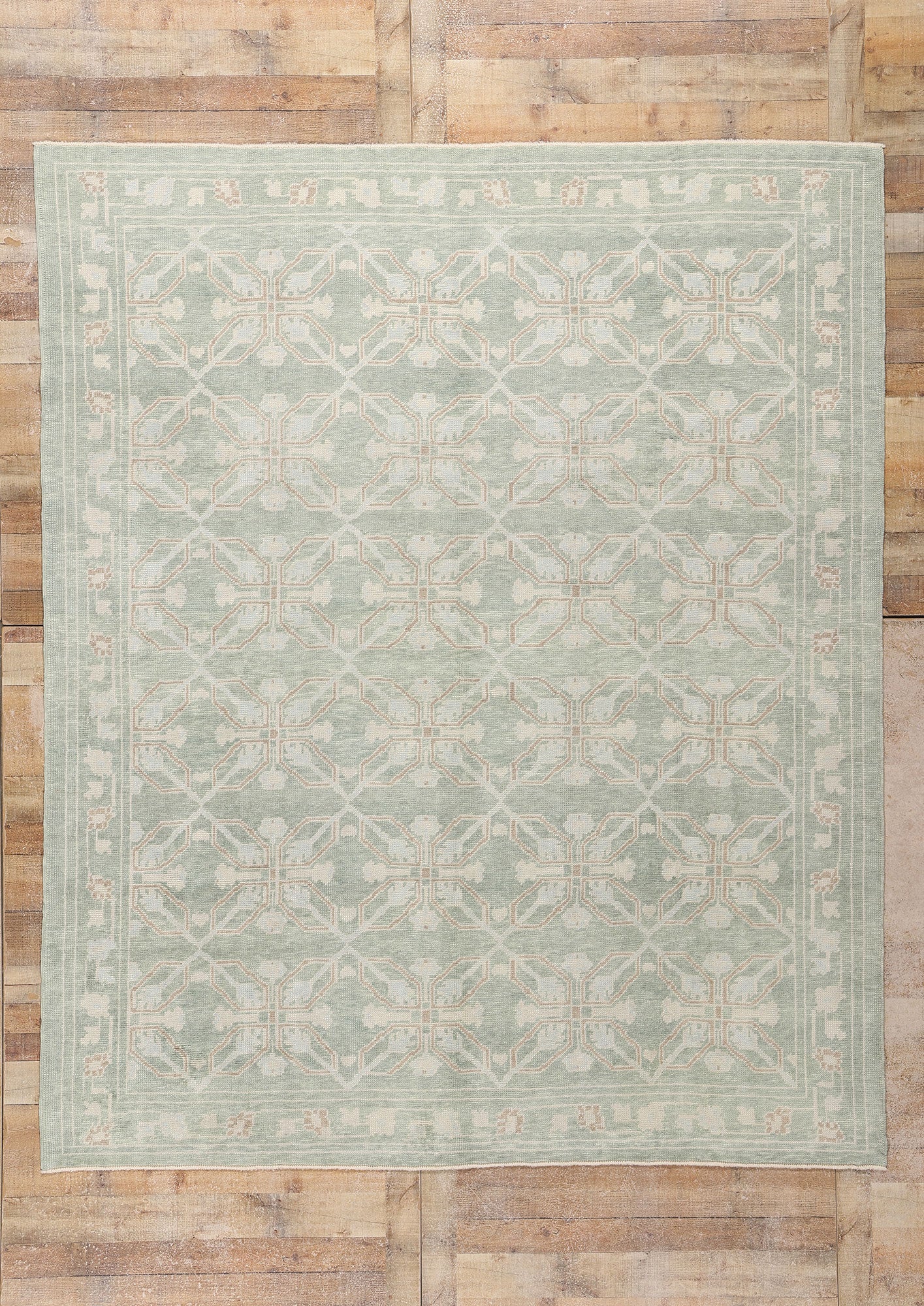 8 x 10 Light Green Turkish Oushak Rug 54006