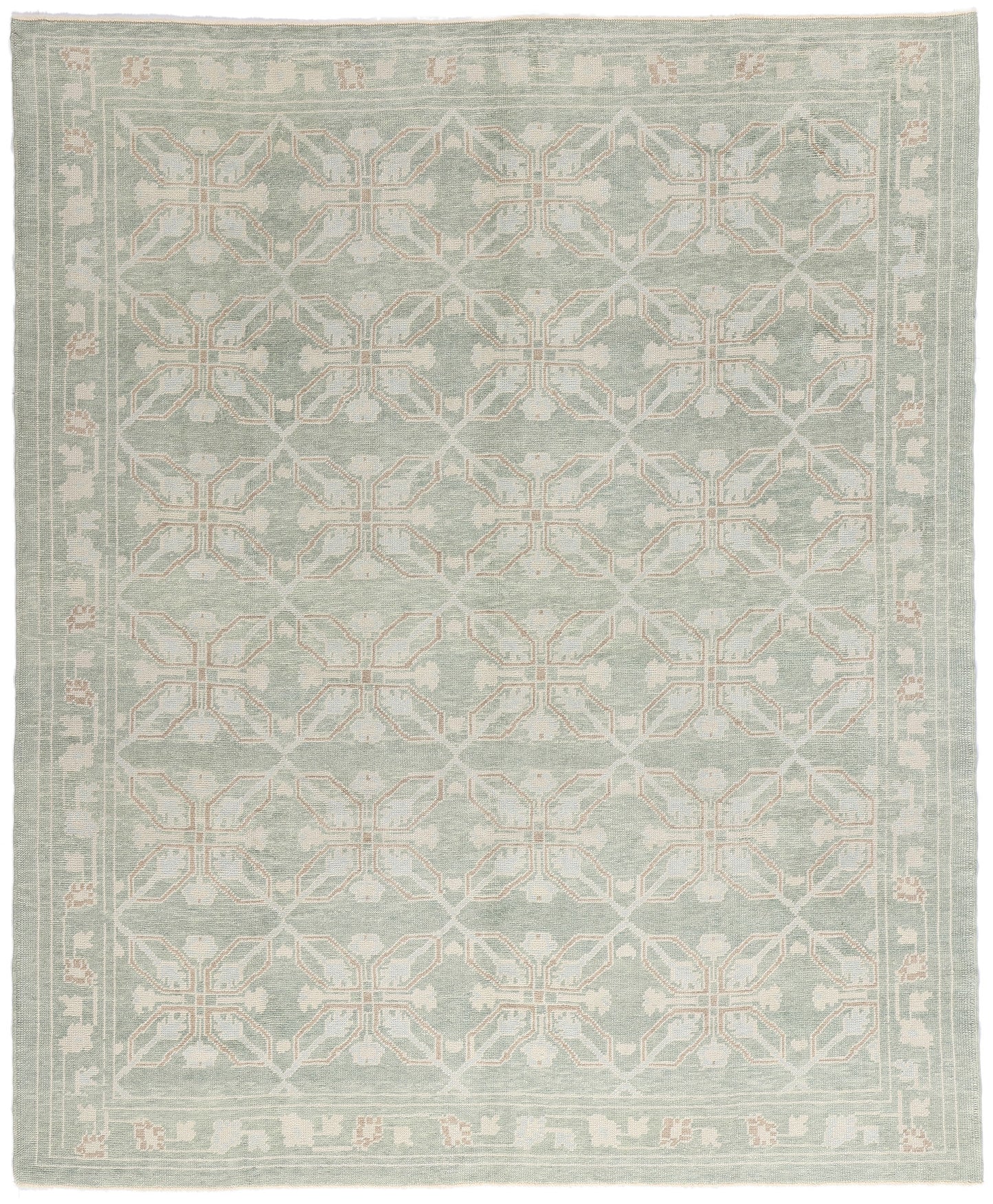 8 x 10 Light Green Turkish Oushak Rug 54006