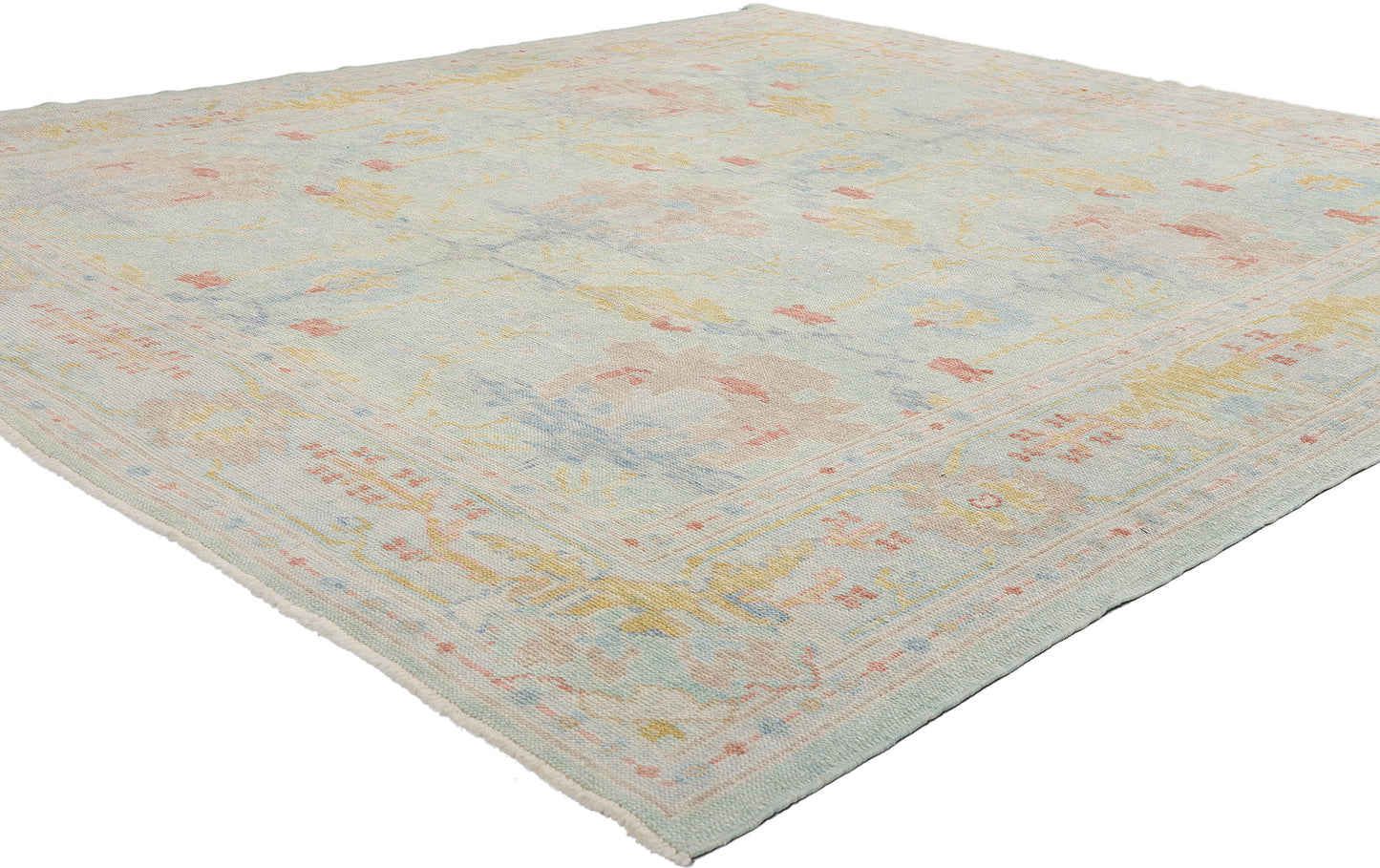 8 x 9 Modern Light Green Turkish Oushak Rug 54015
