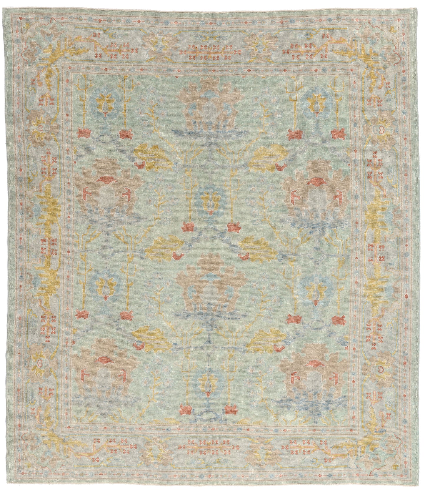 8 x 9 Modern Light Green Turkish Oushak Rug 54015