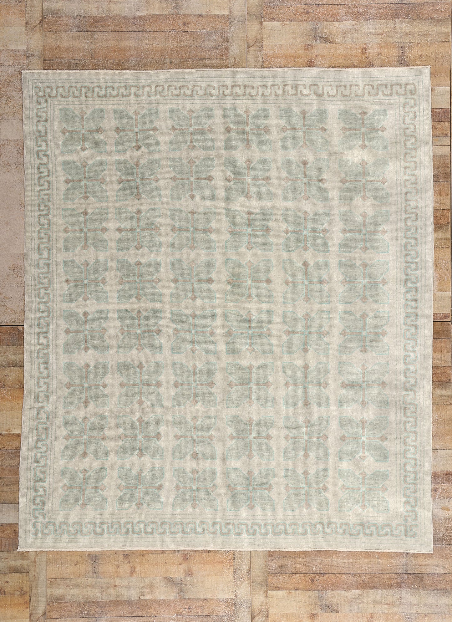 8 x 9 Modern Light Green Turkish Oushak Rug 54007