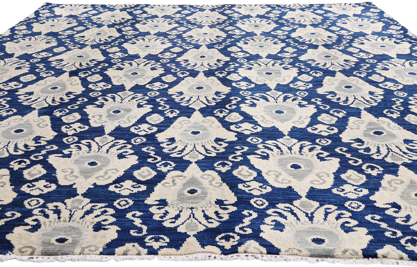 9 x 12 Navy Blue Modern Indian Ikat Rug 30269
